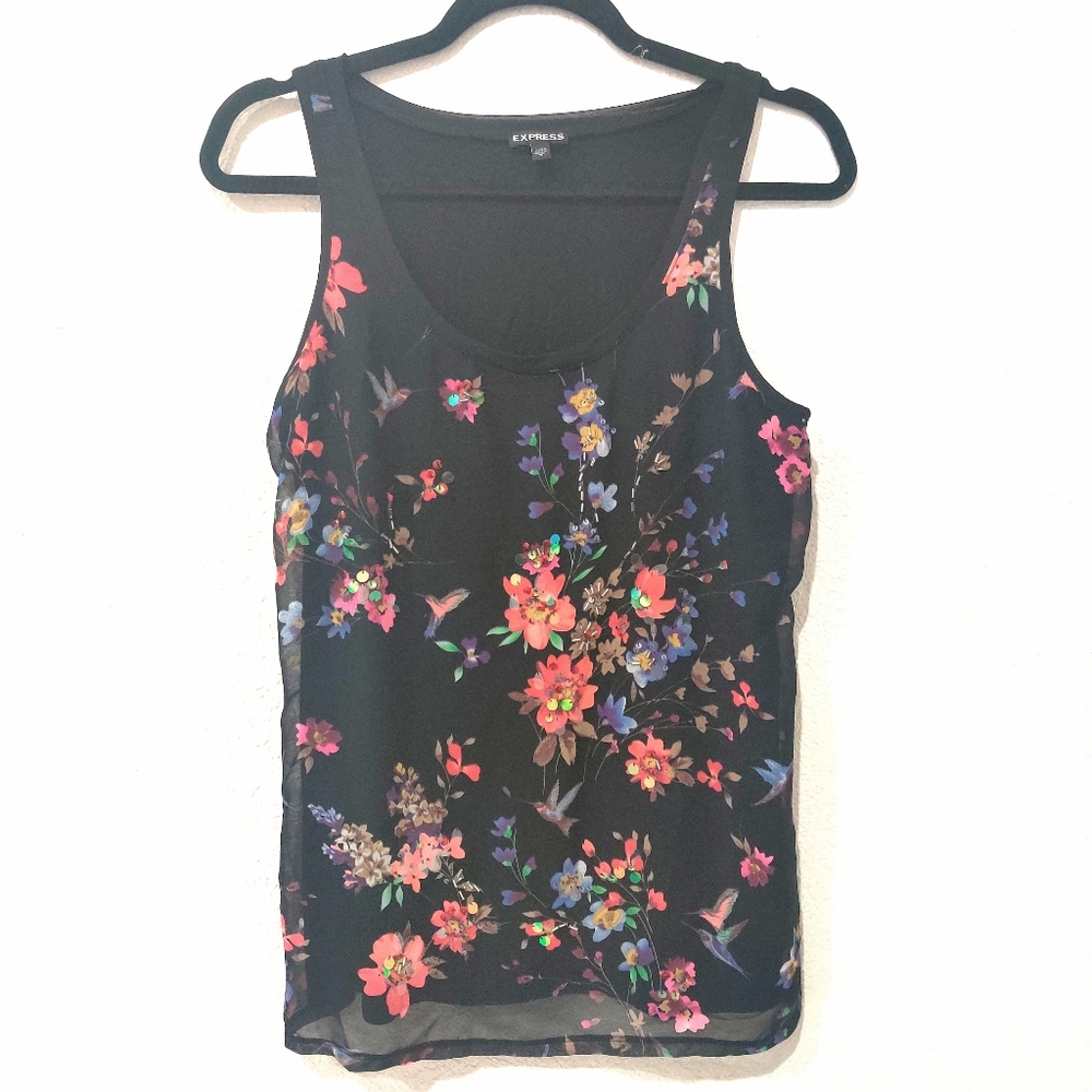 Express Medium Floral Beaded Blouse